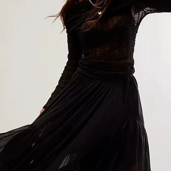 Free People Fp One Clover Skirt Asymmetrical Black New S - Picture 3 of 3